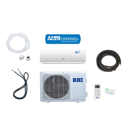 Aux Usa BHI Ductless Mini Split AC W/ Outdoor Heat Belt, Wifi Enabled, 12,000 BTU, 20 SEER, 115V, White BHI-12K115V-US-C